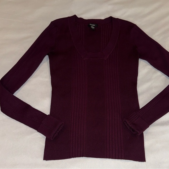 Majora Sweater Deep Purple Ribbed Knit Cuffed Sleeves Women’s Sz M - Picture 4 of 10